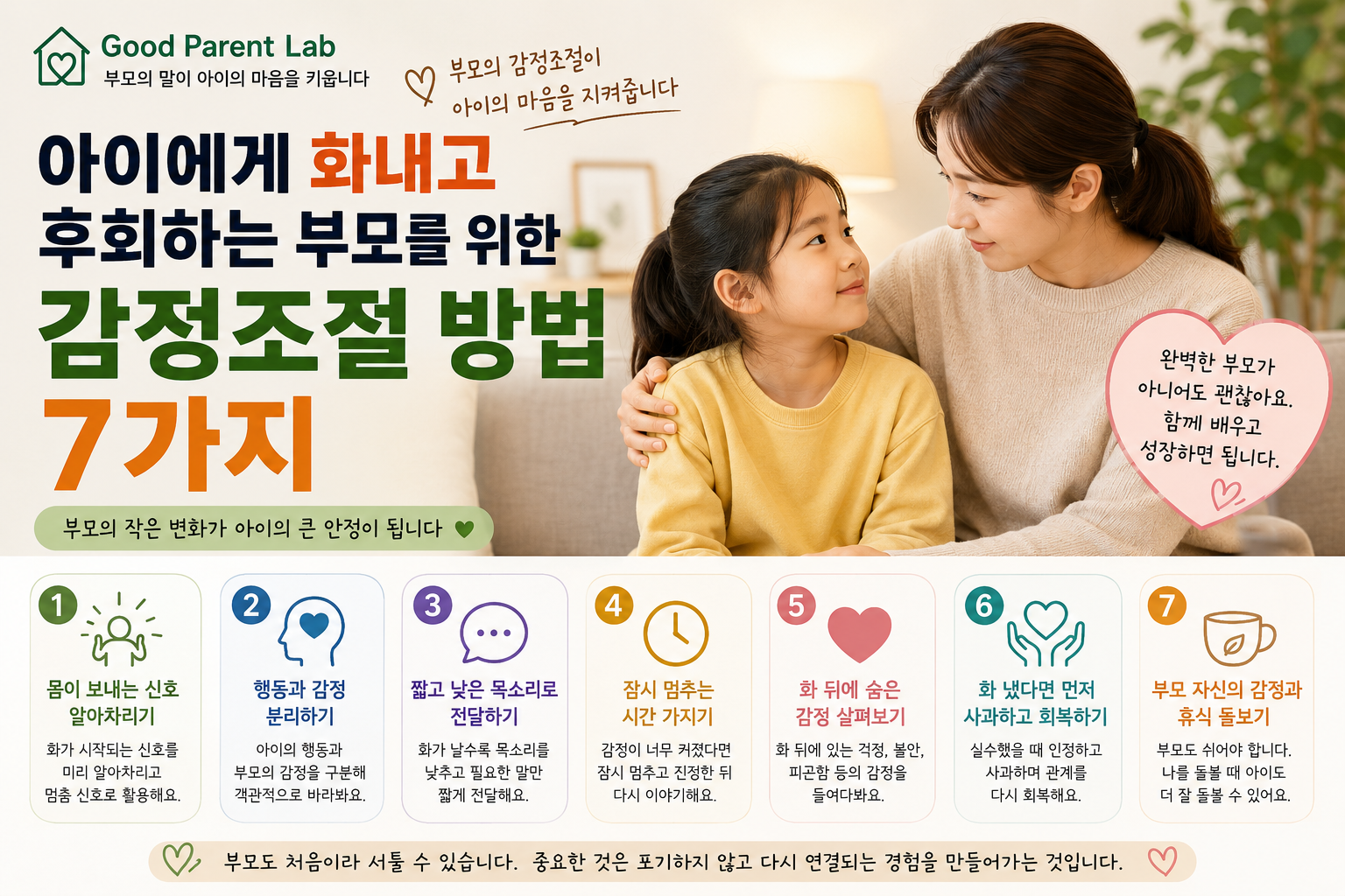 아이에게 화내고 후회하는 부모를 위한 감정조절 방법 7가지