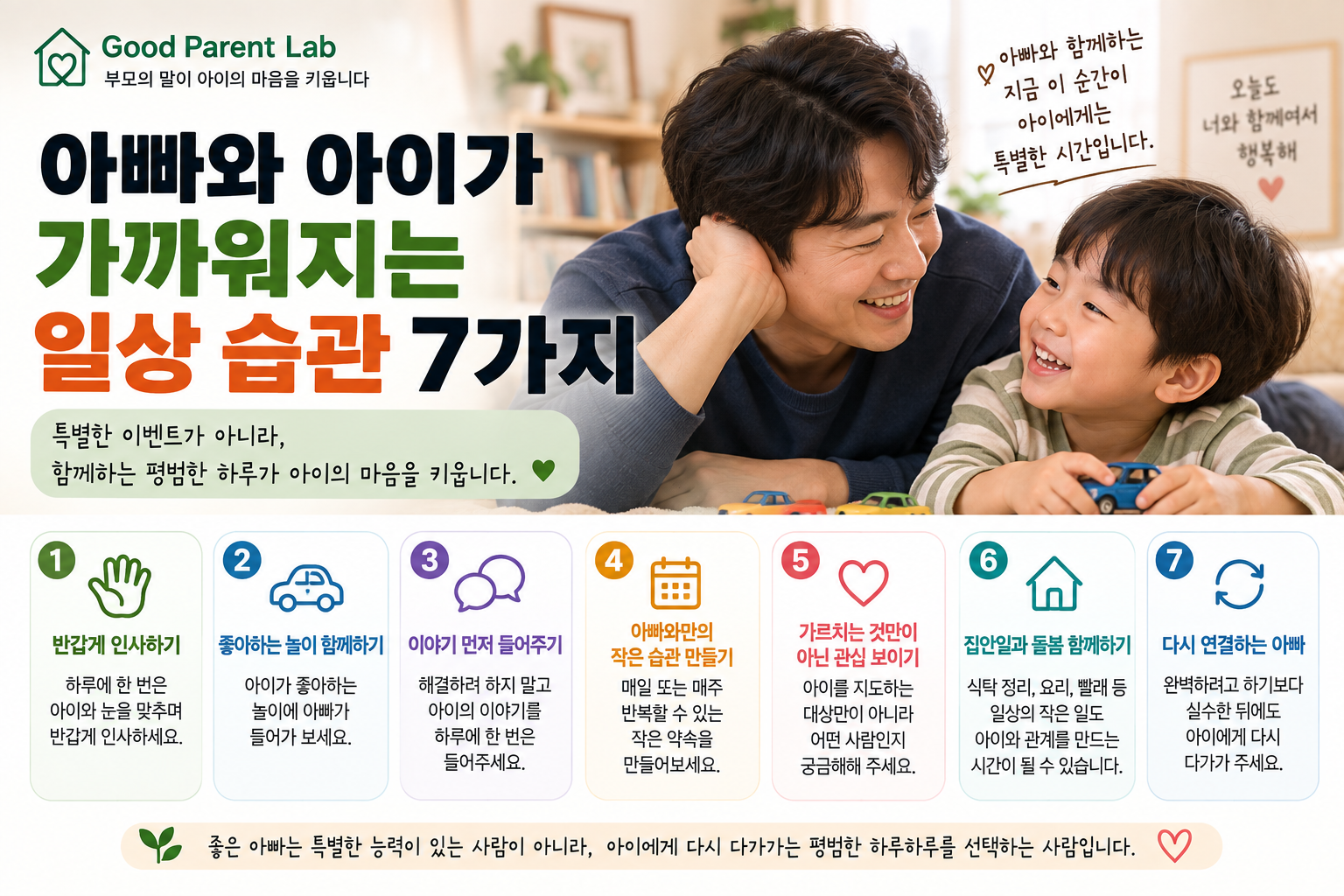 아빠와 아이가 가까워지는                    일상 습관 7가지