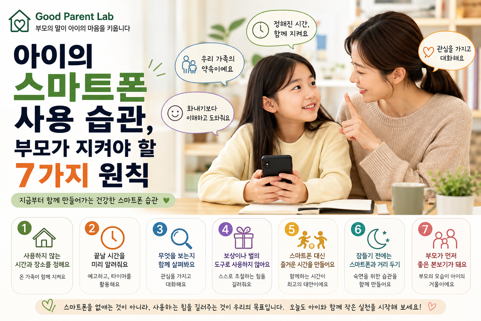 아이의 스마트폰 사용 습관,          부모가 지켜야 할 7가지 원칙